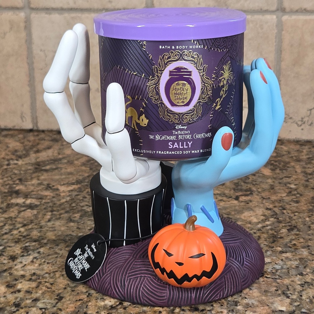 Bath&Body Works Nightmare Before Christmas Candle Holder And Sally 3-Wick Candle